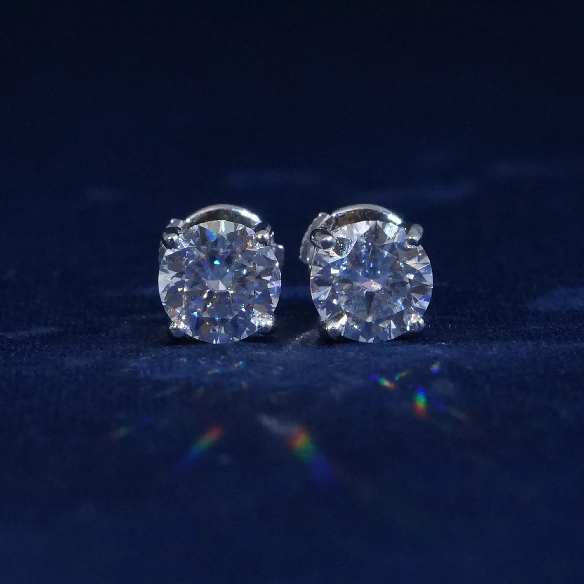 1 Carat Round Cut Moissante Earrings sold by Ghetluxe product image thumbnail 2