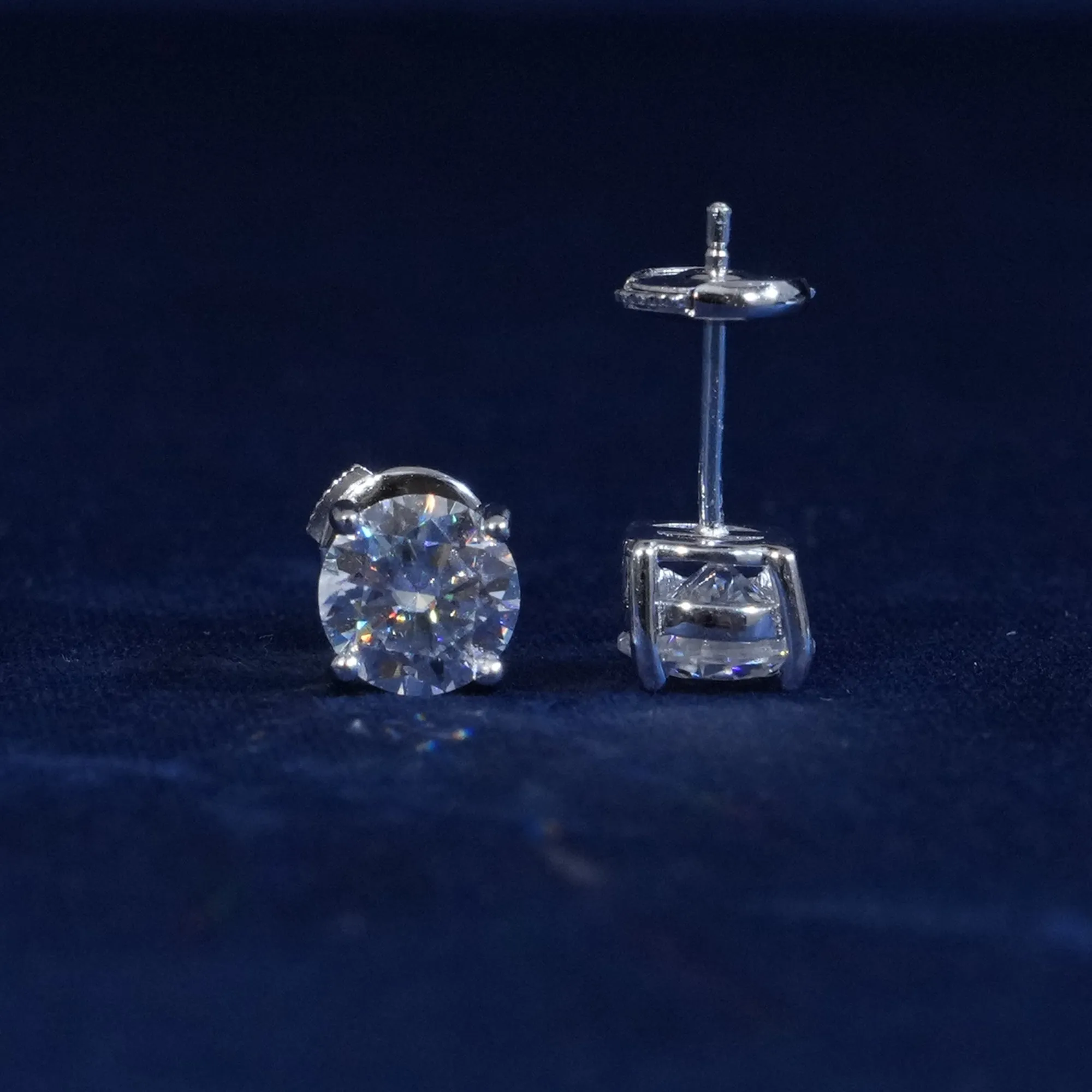 1 Carat Round Cut Moissante Earrings sold by Ghetluxe product image thumbnail 4