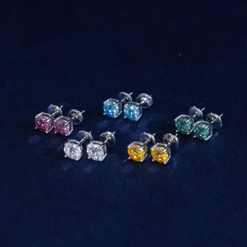 1 Carat Round Cut Moissante Earrings sold by Ghetluxe