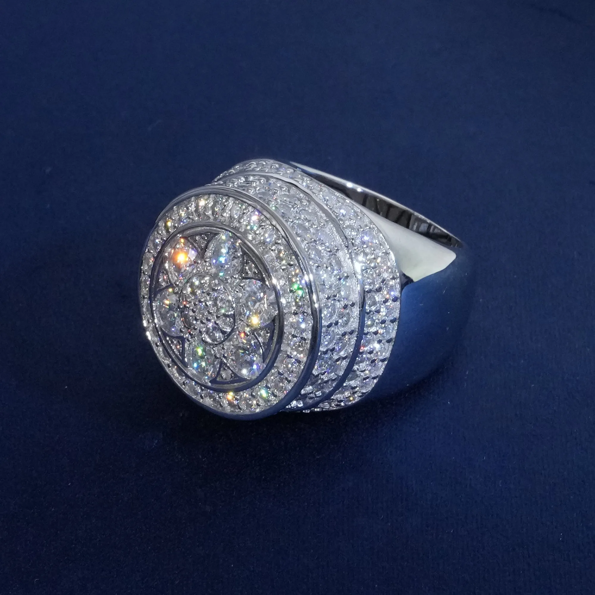 Moissanite Sparkle Flower Signet Ring sold by Ghetluxe product image thumbnail 2