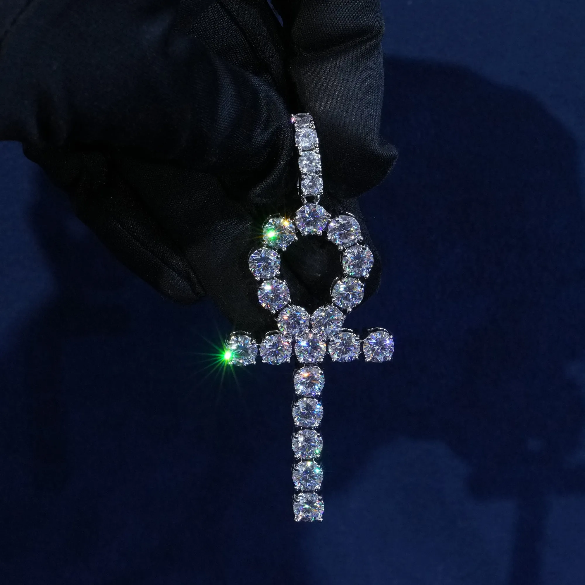 6mm Round Moissanite Ankh Pendant sold by Ghetluxe product image thumbnail 3