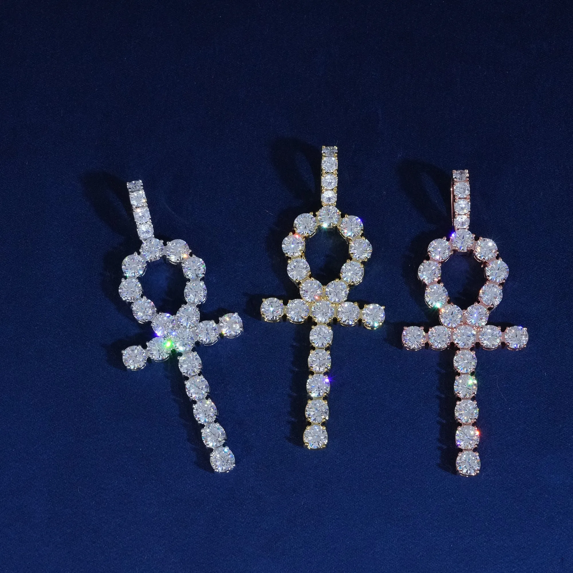 6mm Round Moissanite Ankh Pendant sold by Ghetluxe