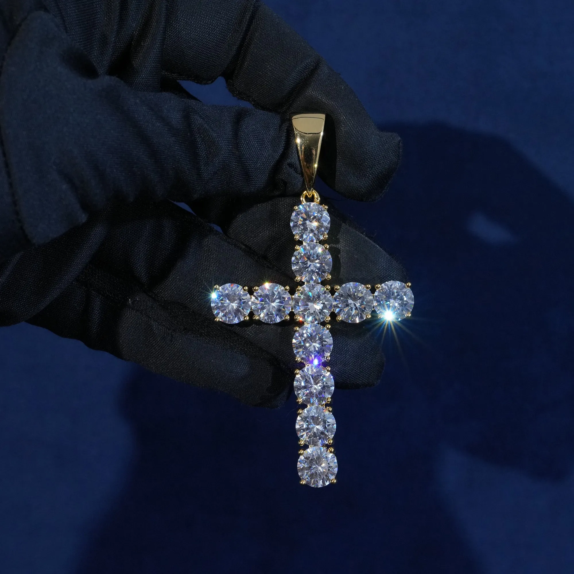 8MM ROUND MOISSANITE CROSS PENDANT sold by Ghetluxe product image thumbnail 5