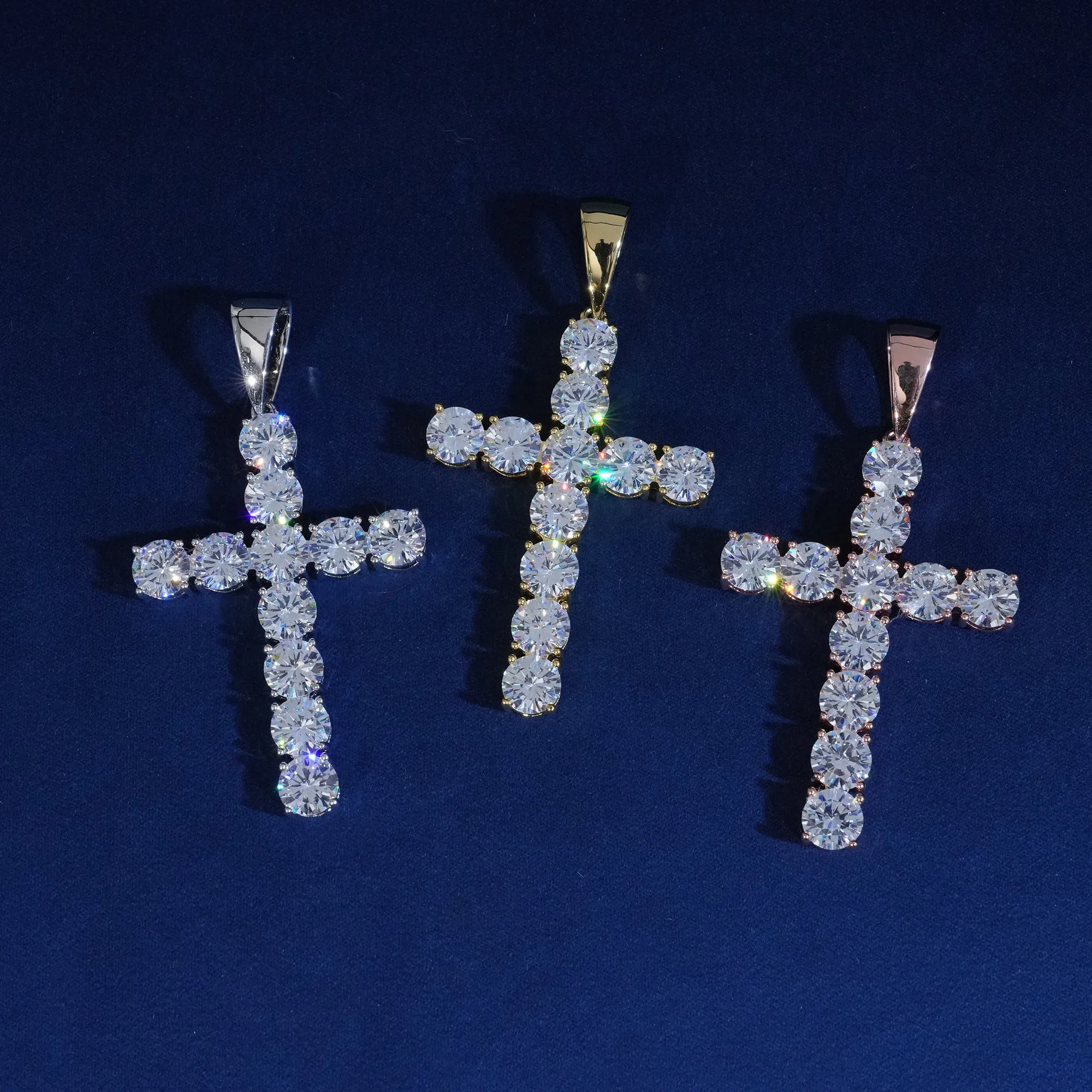 8MM ROUND MOISSANITE CROSS PENDANT sold by Ghetluxe