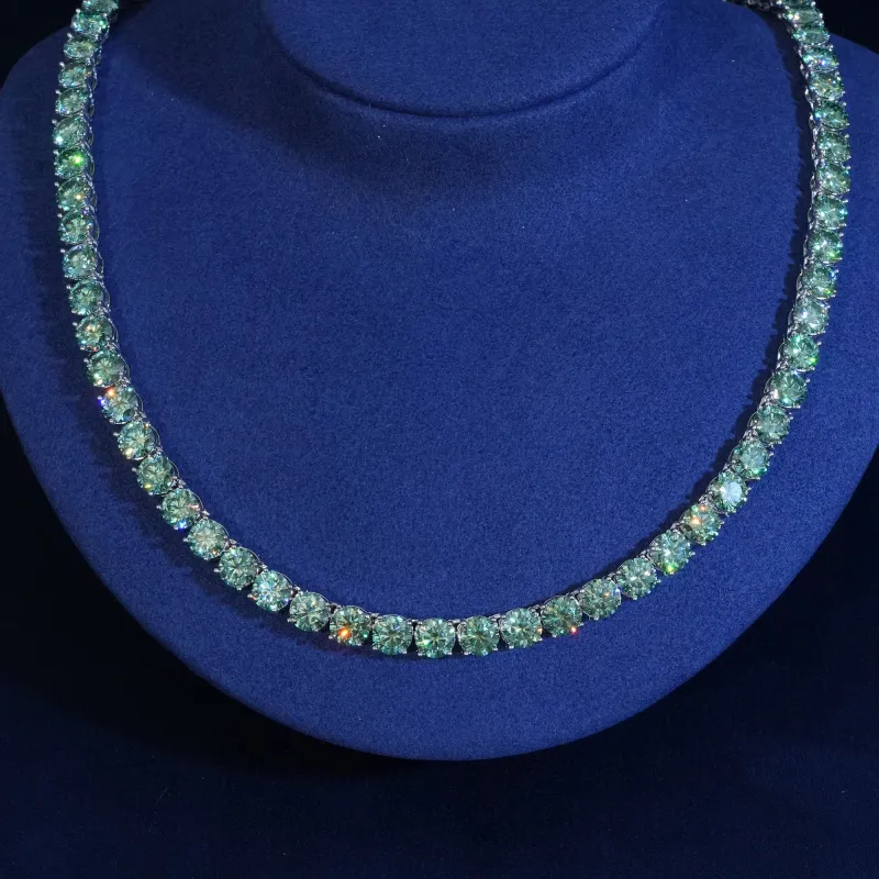 6.5MM Green Moissanite Tennis Chain sold by Ghetluxe