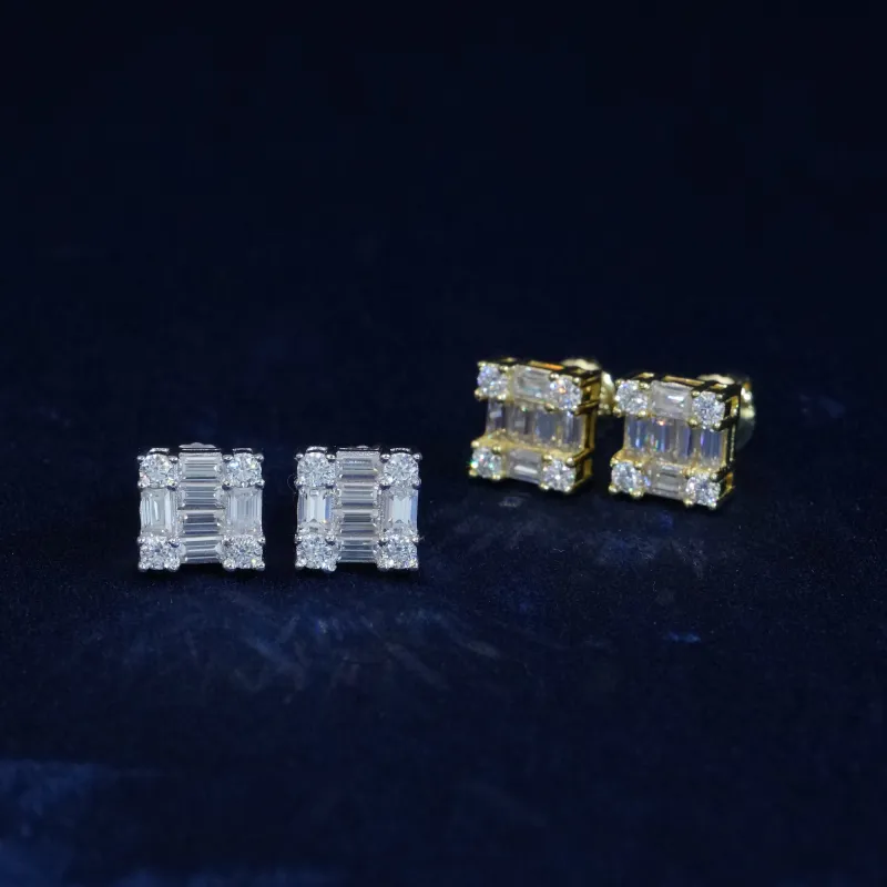 Moissanite Baguette Cube Earrings sold by Ghetluxe