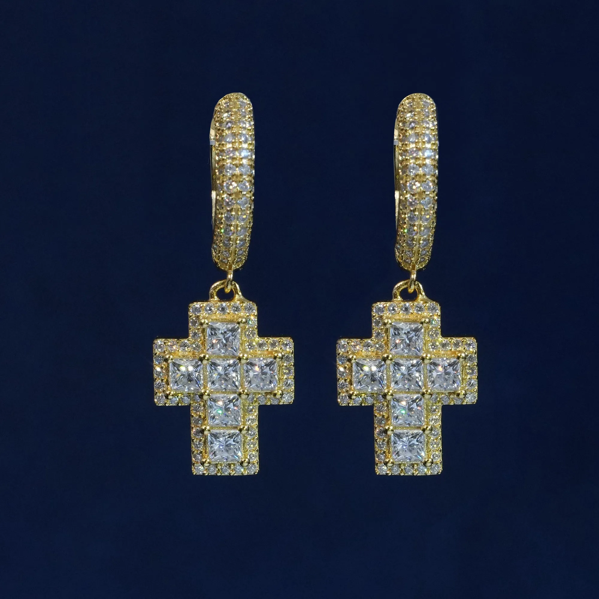 Moissanite Princess Cut Cross Earrings sold by Ghetluxe product image thumbnail 3