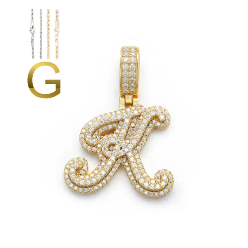 Diamond Script Initial Pendant sold by Ghetluxe