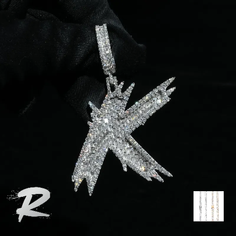 Baguette Trendy Initial Pendant made by Ghetluxe
