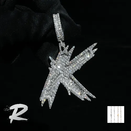 Baguette Trendy Initial Pendant sold by Ghetluxe