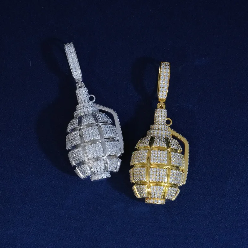 Moissanite Hand Grenade Pendant sold by Ghetluxe