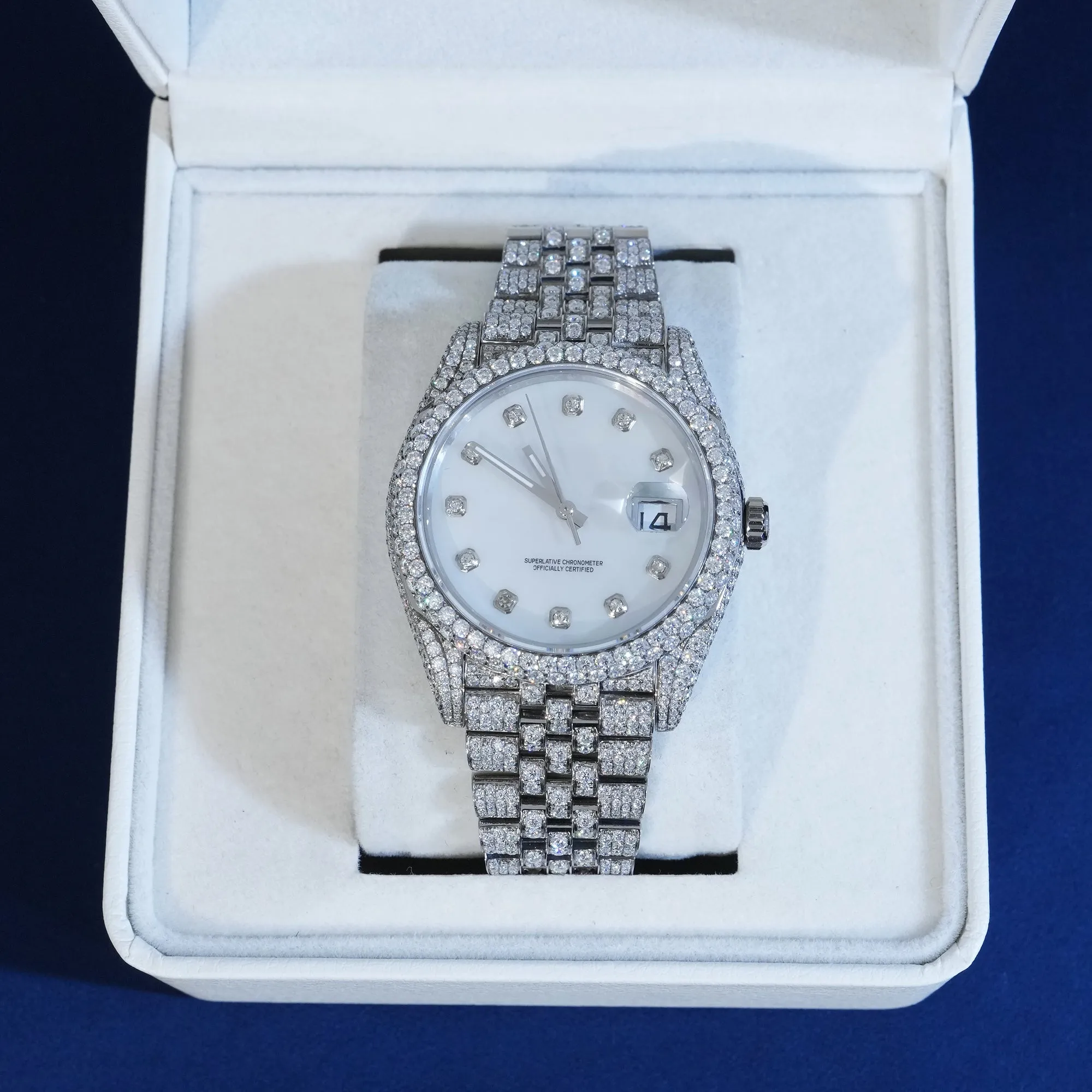 Moissanite Diamond White Dial DJ40 Watch sold by Ghetluxe