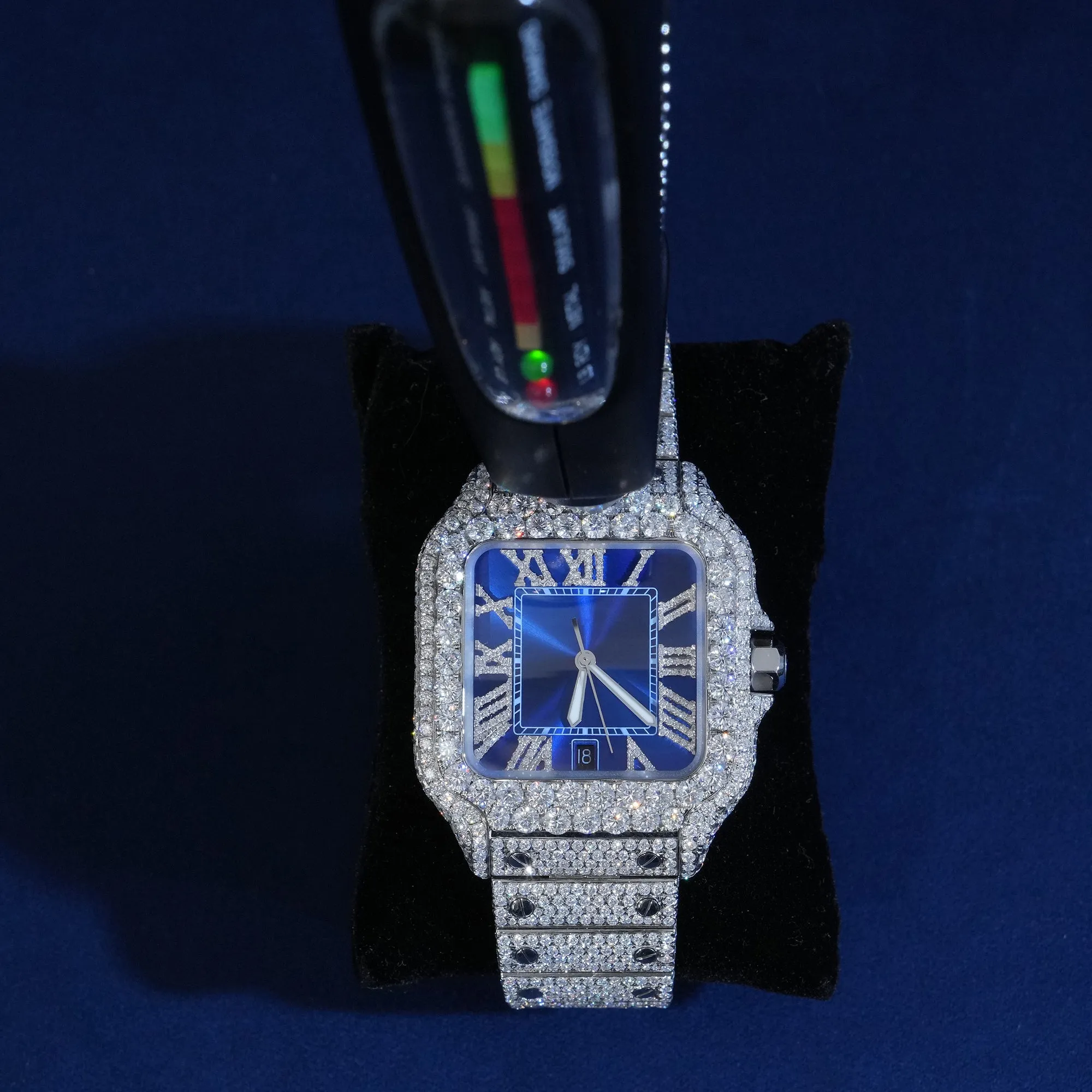 Moissanite Roman Number Blue Dial Watch sold by Ghetluxe product image thumbnail 4