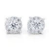 Round Floral Moissanite Stud Earrings in Sterling Silver sold by Ghetluxe