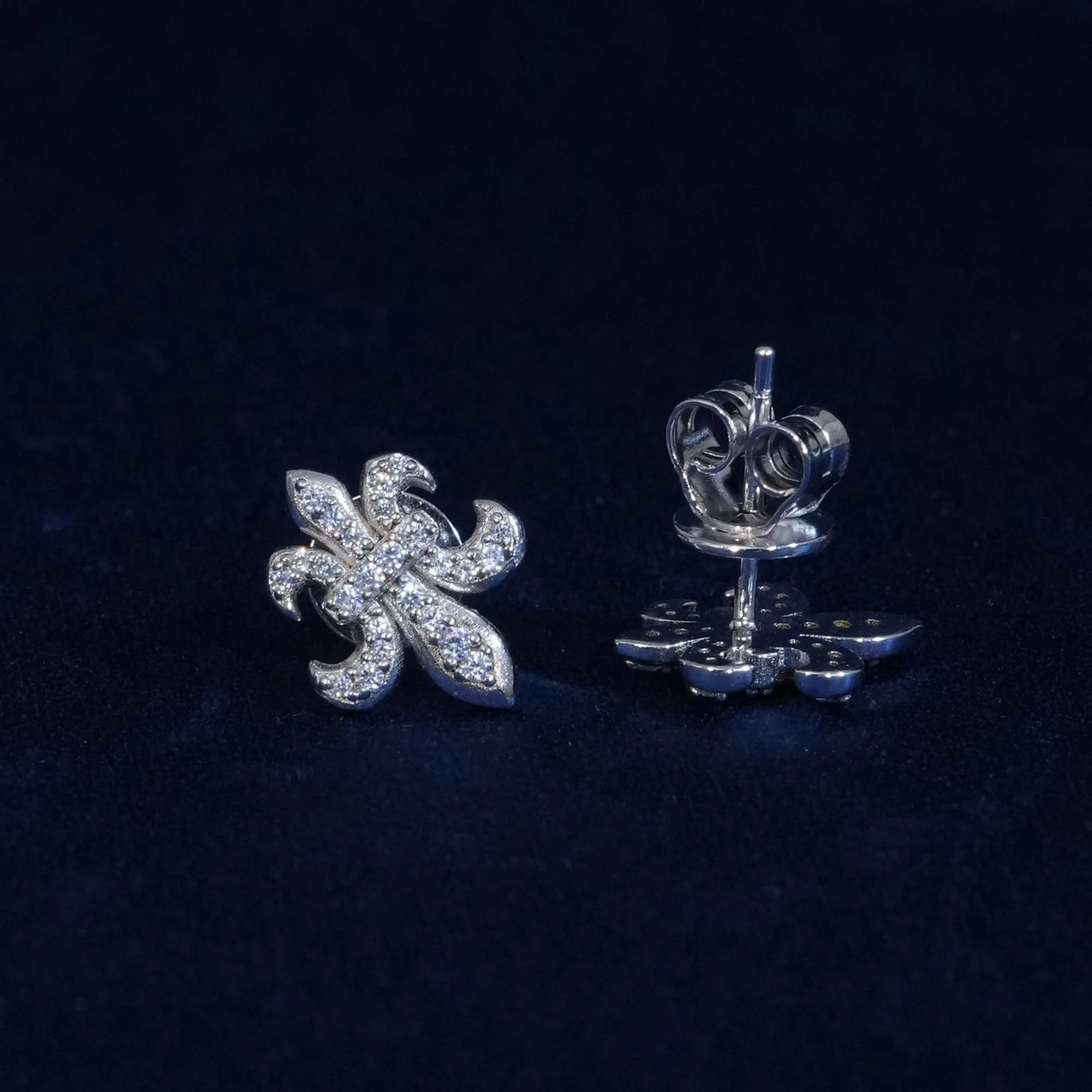 Moissanite Fleur De Lis Earrings sold by Ghetluxe product image thumbnail 3