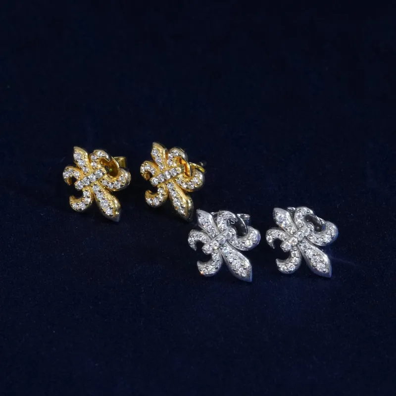 Moissanite Fleur De Lis Earrings sold by Ghetluxe