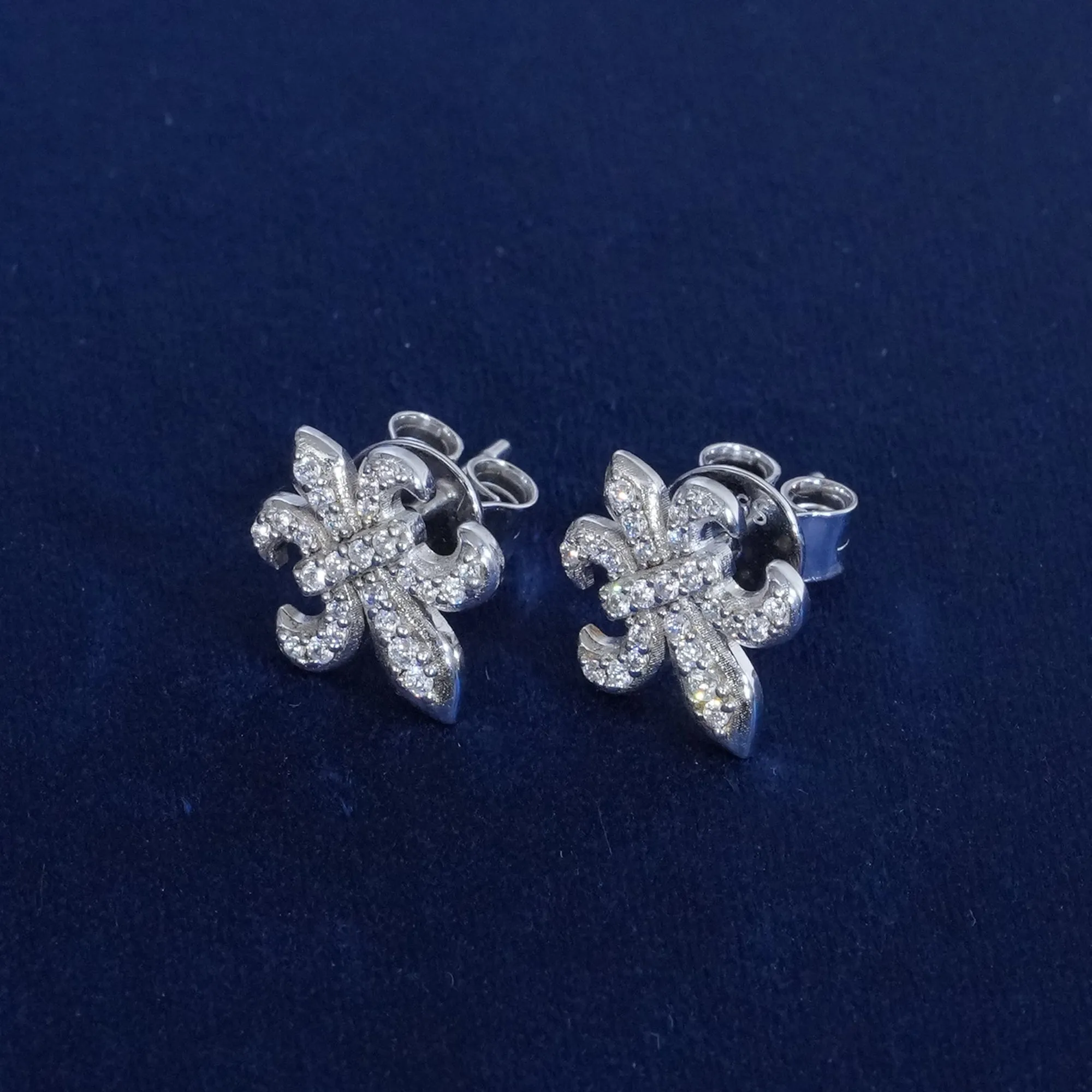 Moissanite Fleur De Lis Earrings sold by Ghetluxe product image thumbnail 2