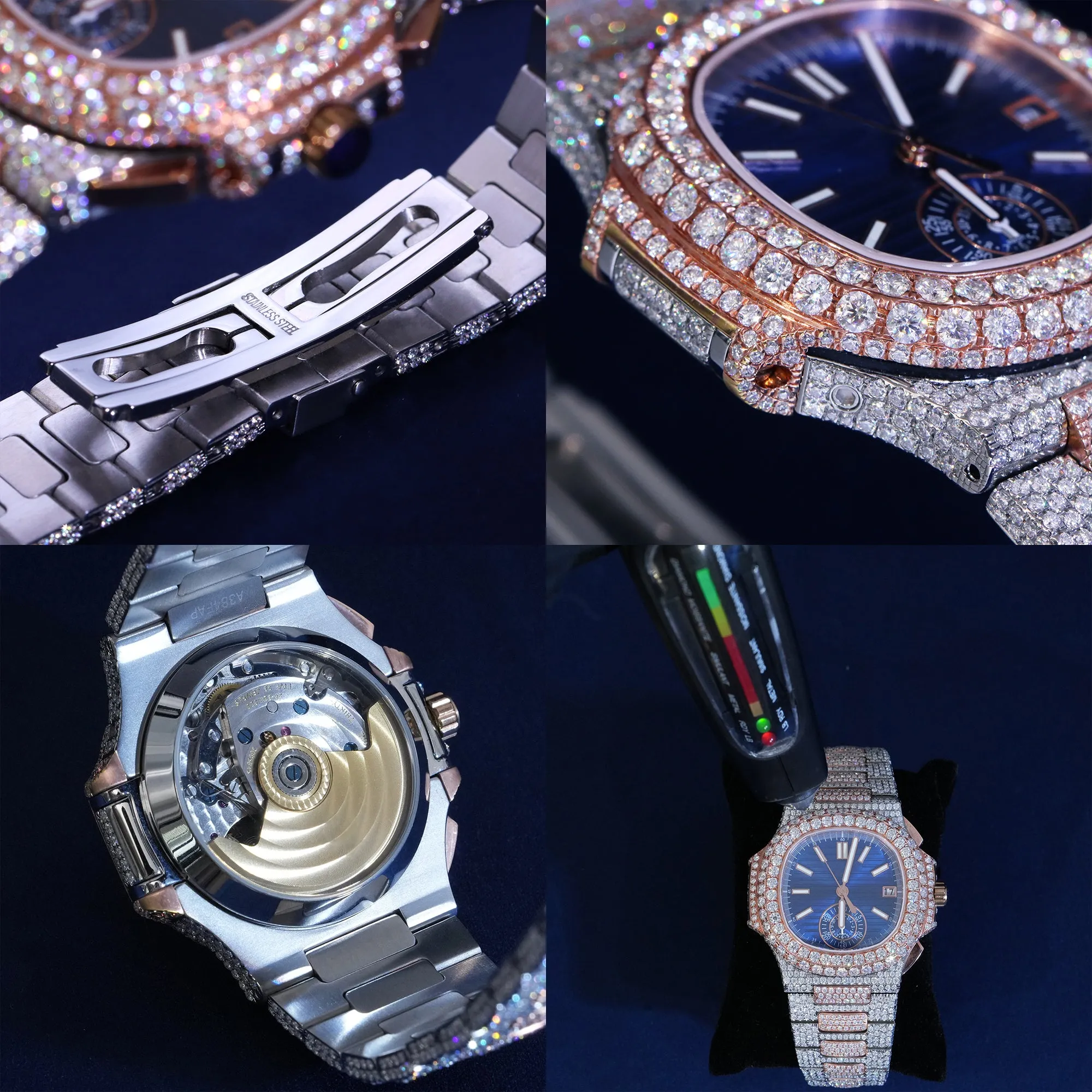 Moissanite Two Tone Blue Dial Watch sold by Ghetluxe product image thumbnail 3