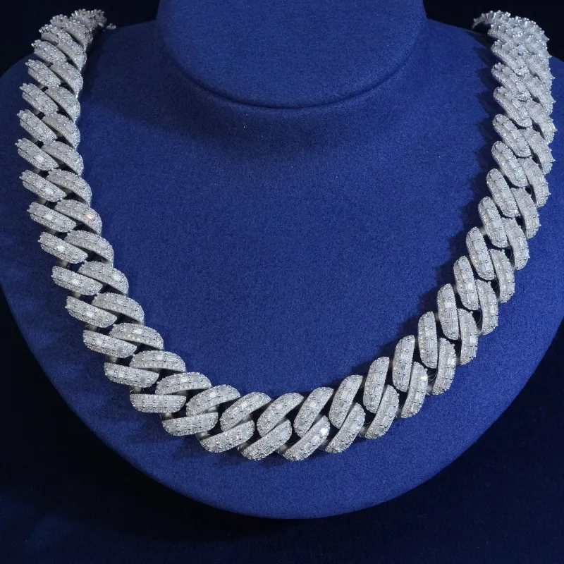 18mm Baguette Prong Cuban Link Chain sold by Ghetluxe