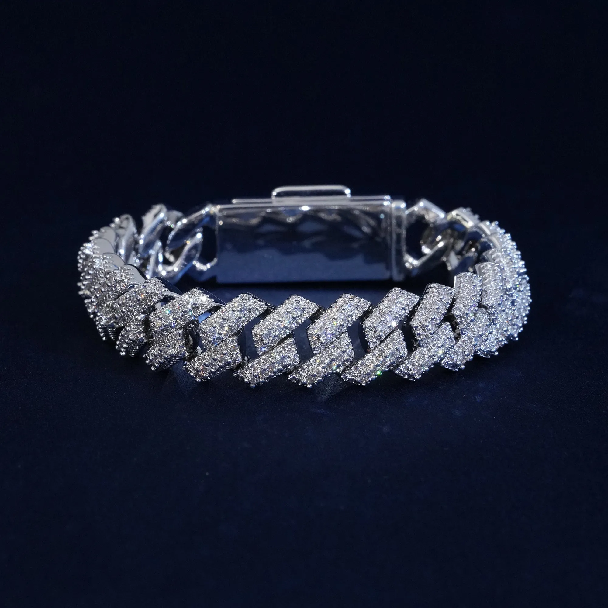 15mm Diamond Layered Cuban Bracetlet sold by Ghetluxe