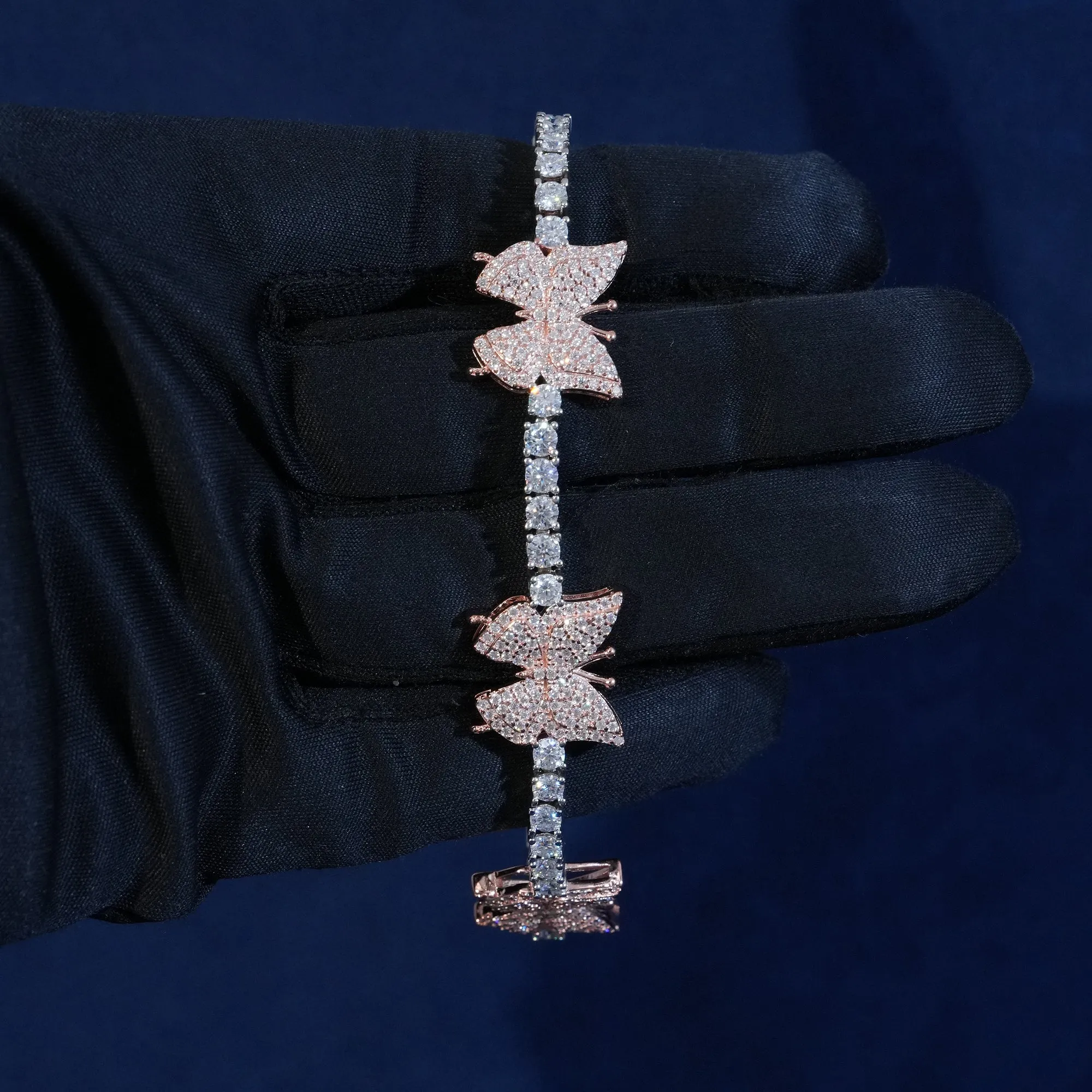 Moissanite Butterfly Tennis Bracelet sold by Ghetluxe product image thumbnail 5