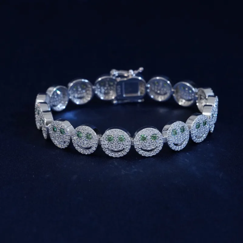10mm Moissanite Smiley Face Bracelet sold by Ghetluxe
