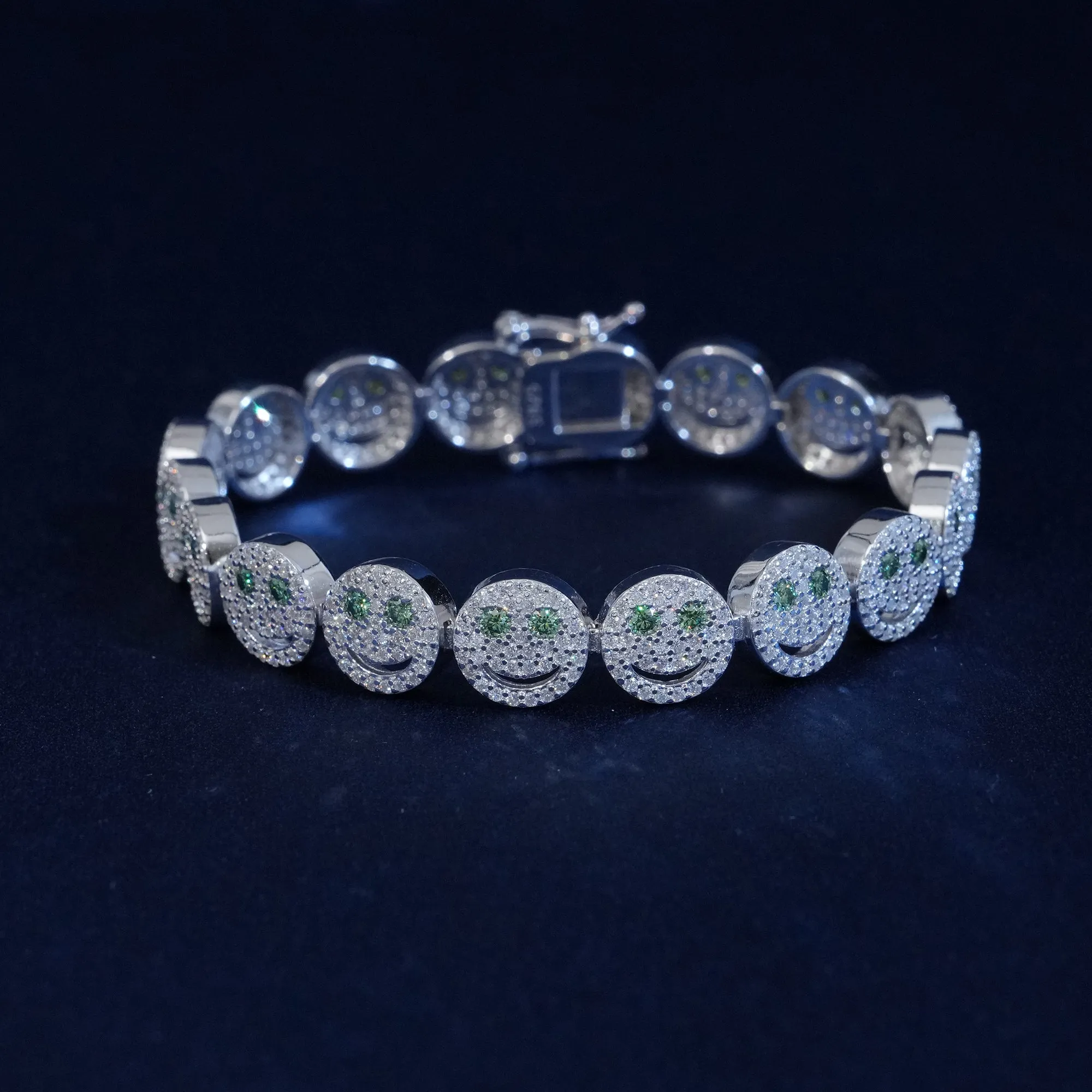 10mm Moissanite Smiley Face Bracelet sold by Ghetluxe