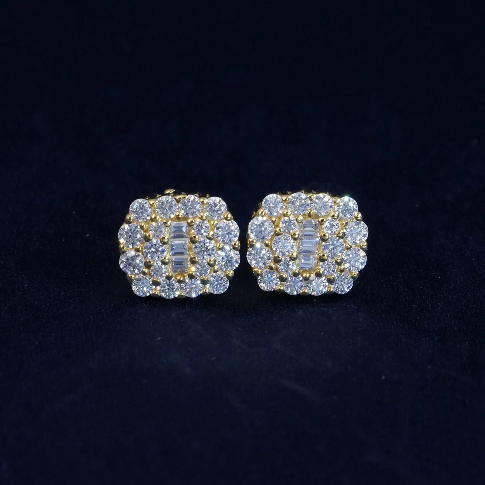 Moissanite Pave Cluster Stud Earrings sold by Ghetluxe product image thumbnail 3