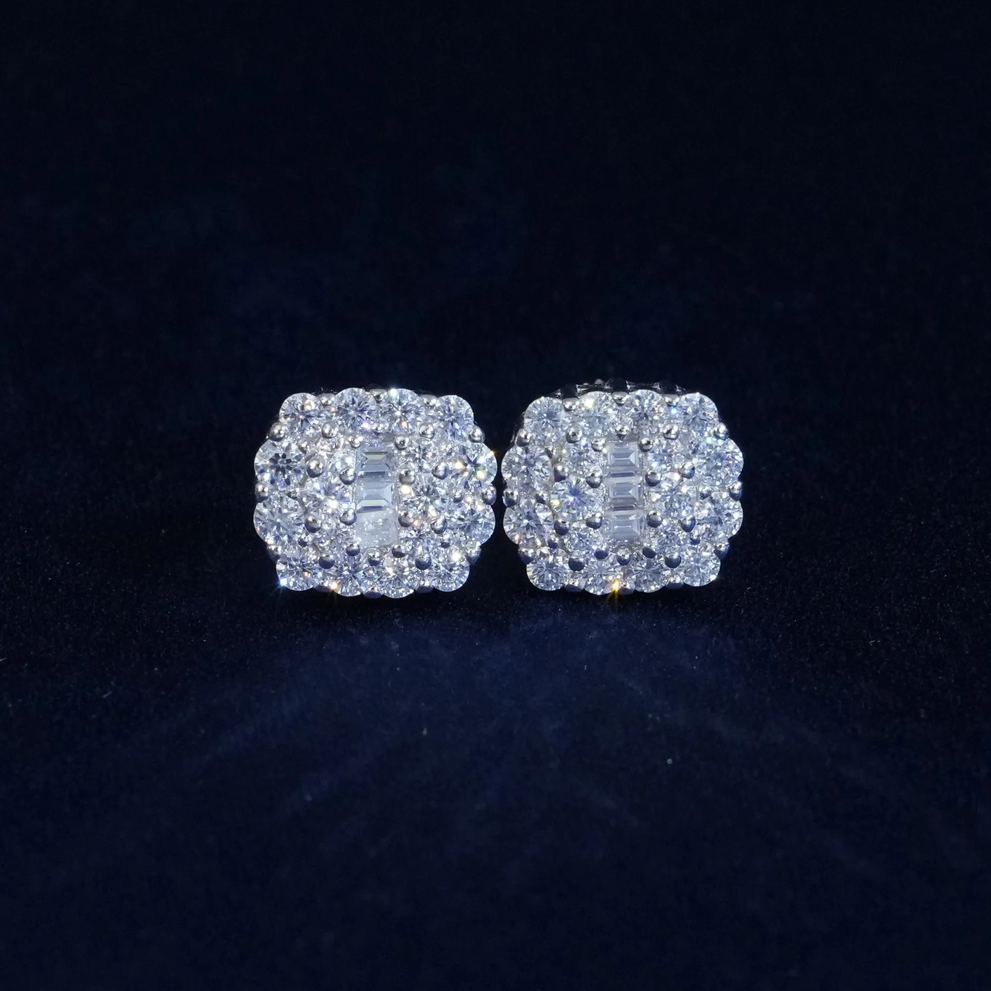 Moissanite Pave Cluster Stud Earrings sold by Ghetluxe product image thumbnail 2
