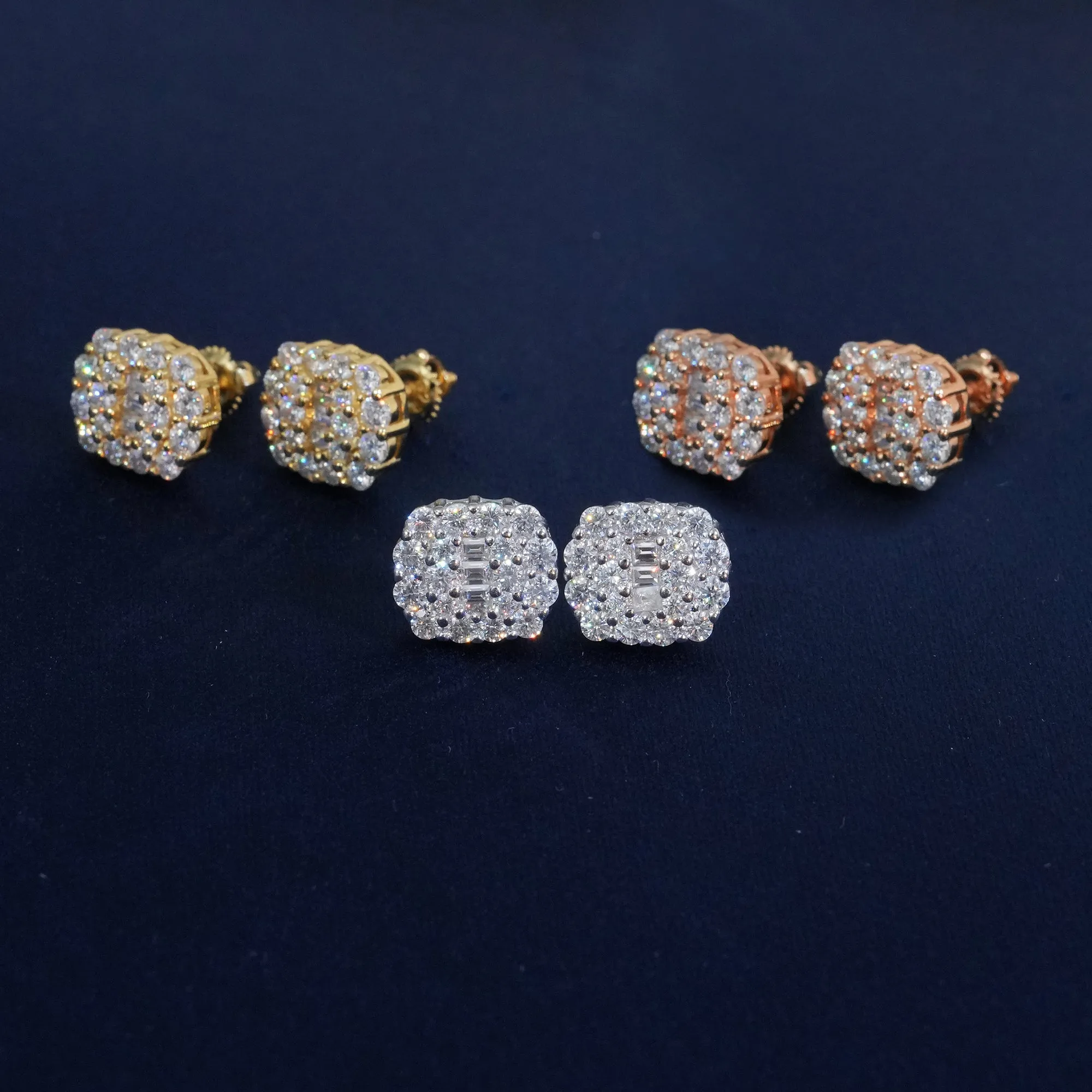 Moissanite Pave Cluster Stud Earrings sold by Ghetluxe