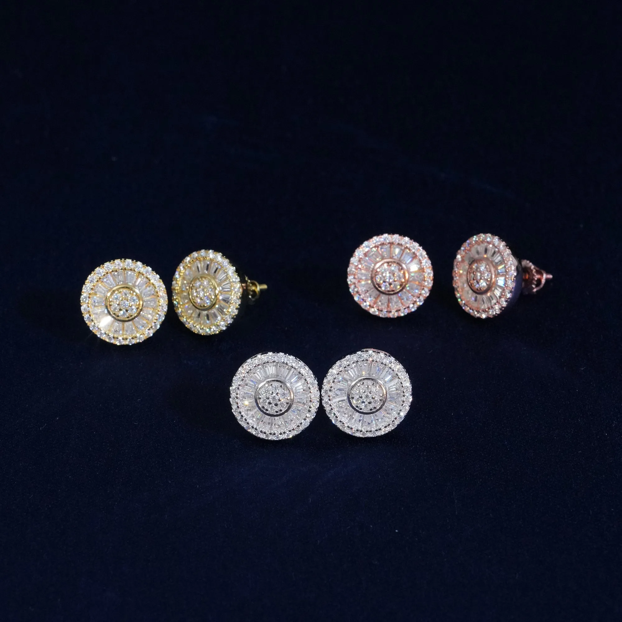 Moissanite Sun Eternity Cluster Stud Earrings sold by Ghetluxe