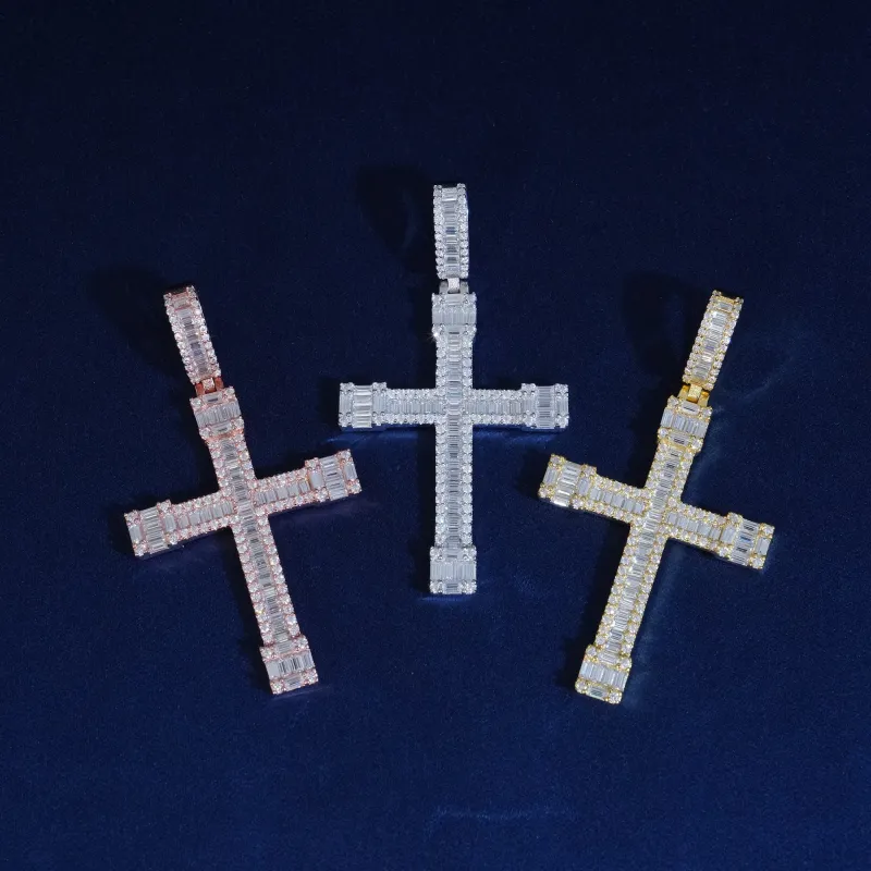 Diamond Baguette Cross Pendant‌ sold by Ghetluxe