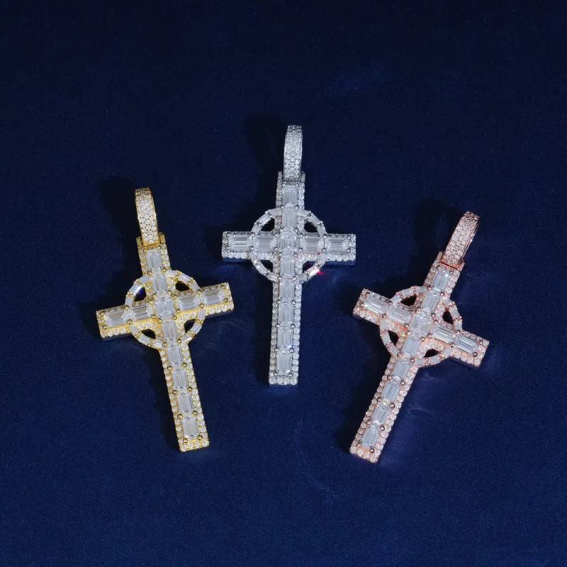 Diamond Baguette Cross Pendant sold by Ghetluxe