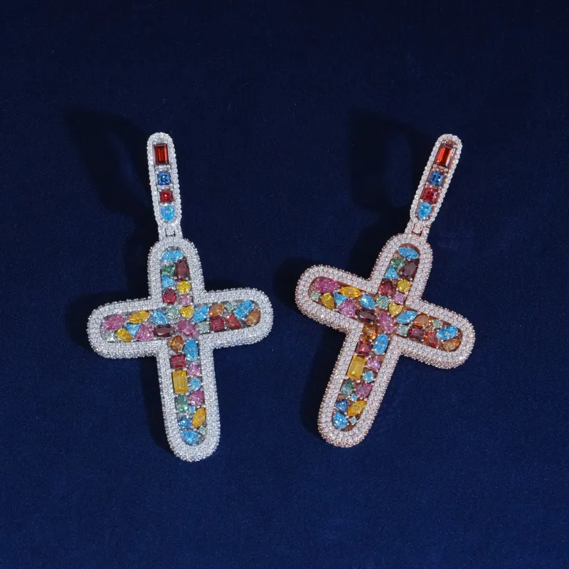 Diamond Colorful Cross Pendant sold by Ghetluxe
