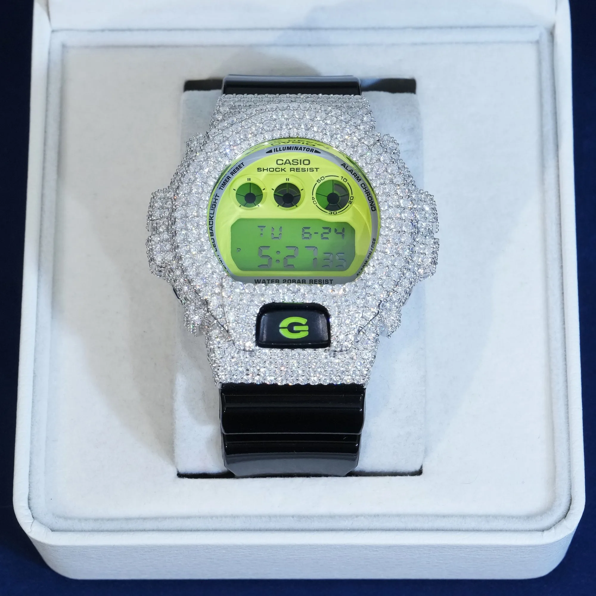 Iced Out DW6900 – Full Watch with Custom Moissanite Case sold by Ghetluxe