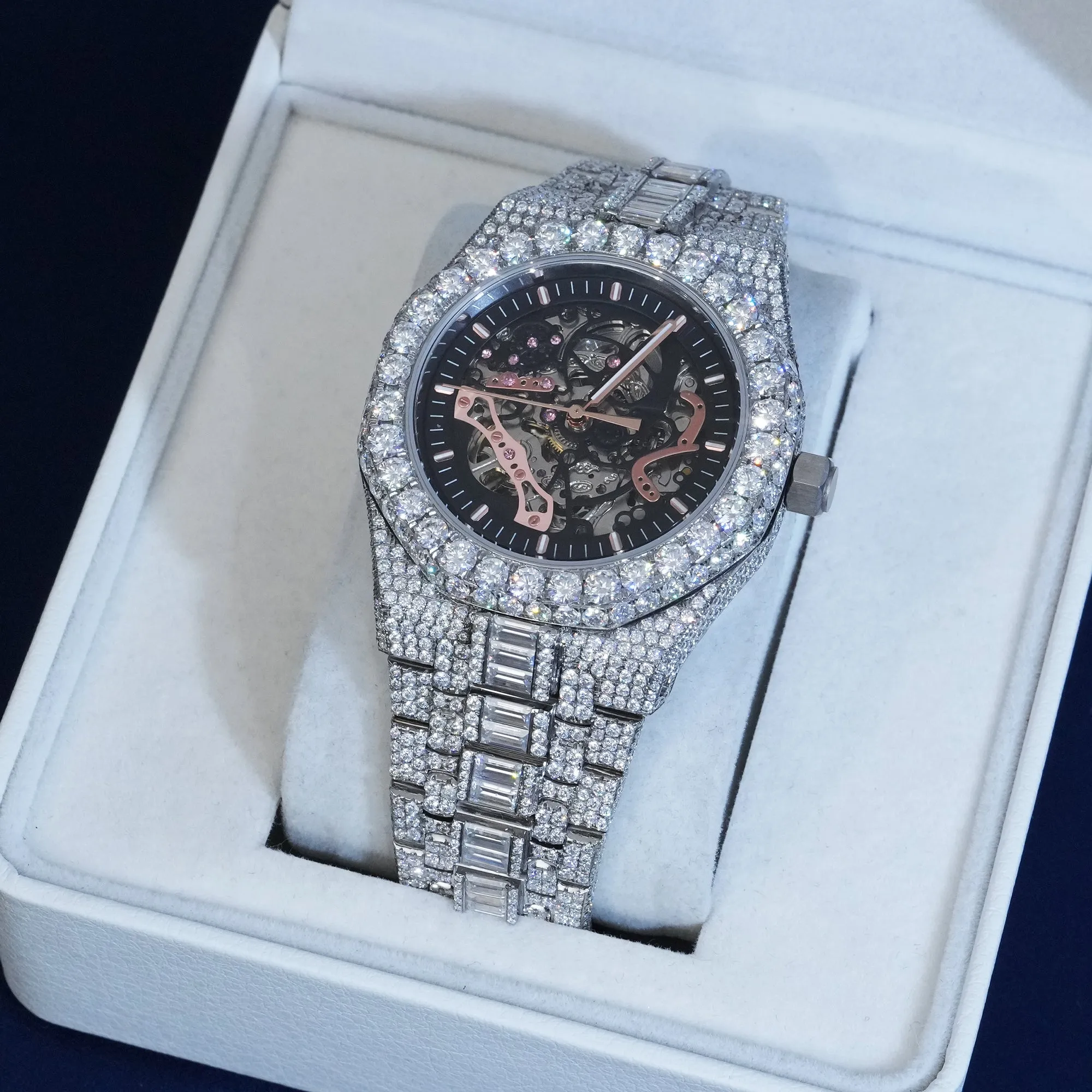 Baguette Moissanite Skeleton Watch sold by Ghetluxe product image thumbnail 3