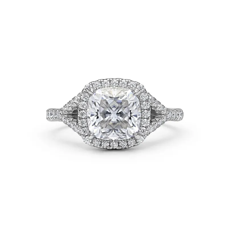 Joy Halo Cushion Cut Moissanite Ring sold by Ghetluxe