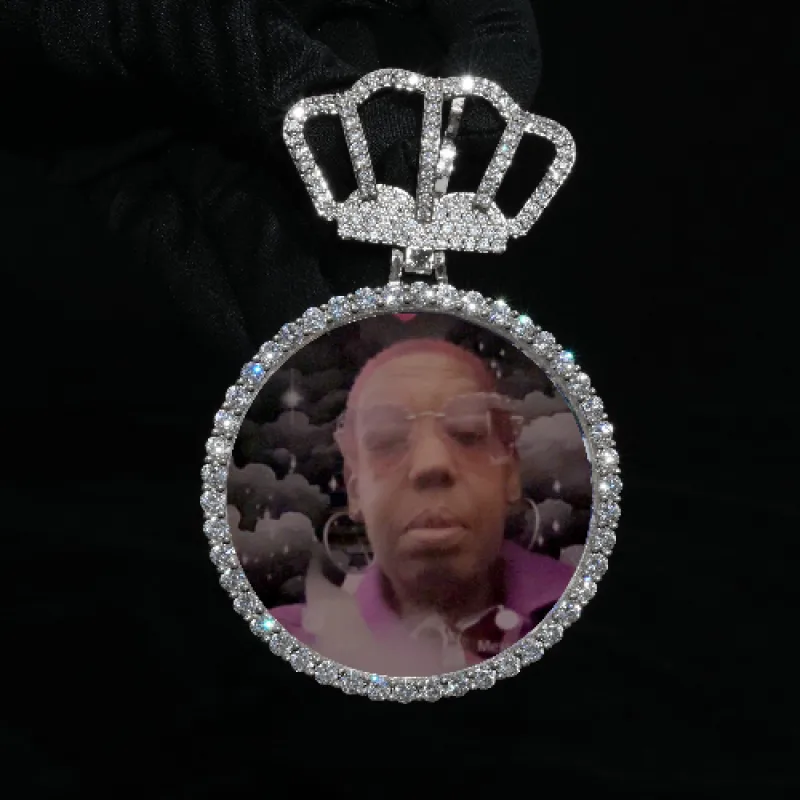 Large Round Custom Photo Pendant with Crown Bail sold by Ghetluxe