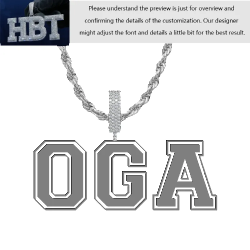 VVS Moissanite Custom Name Pendant in Sterling Silver sold by Ghetluxe