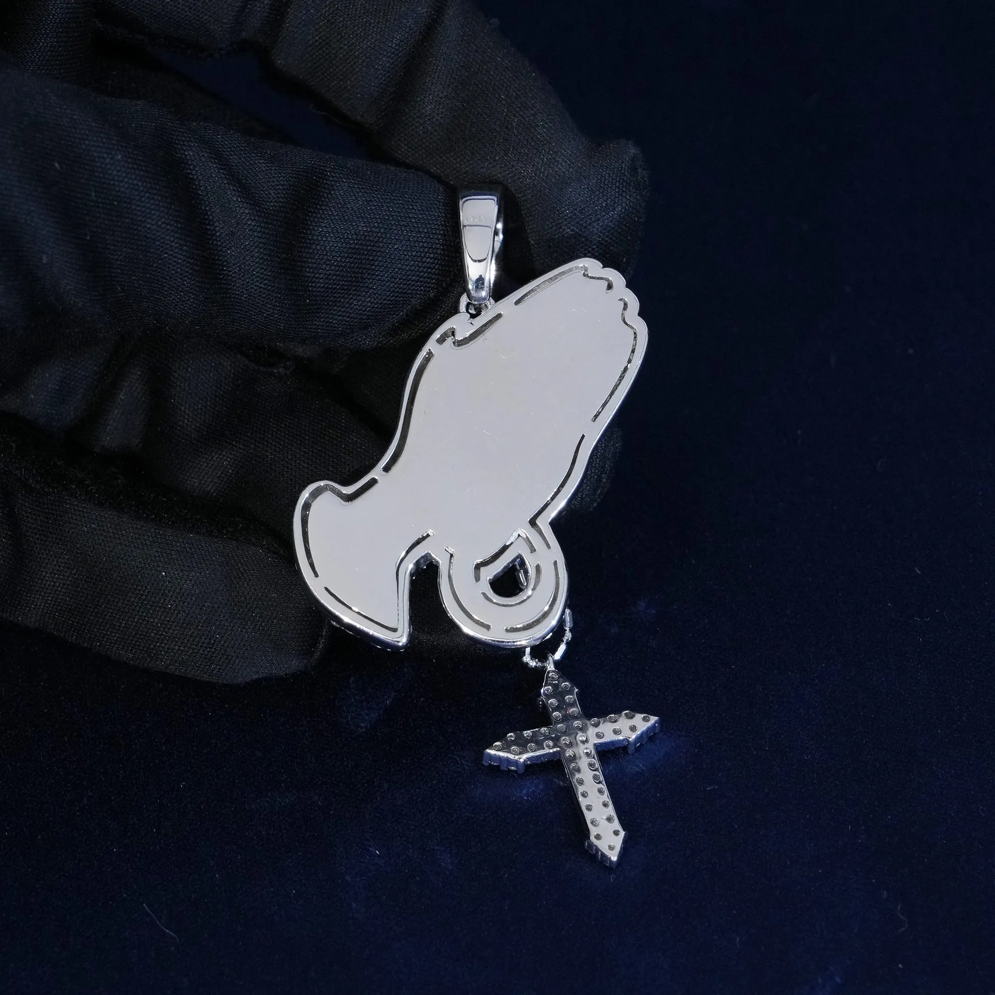 Moissanite S925 Praying Hands Pendant sold by Ghetluxe product image thumbnail 3