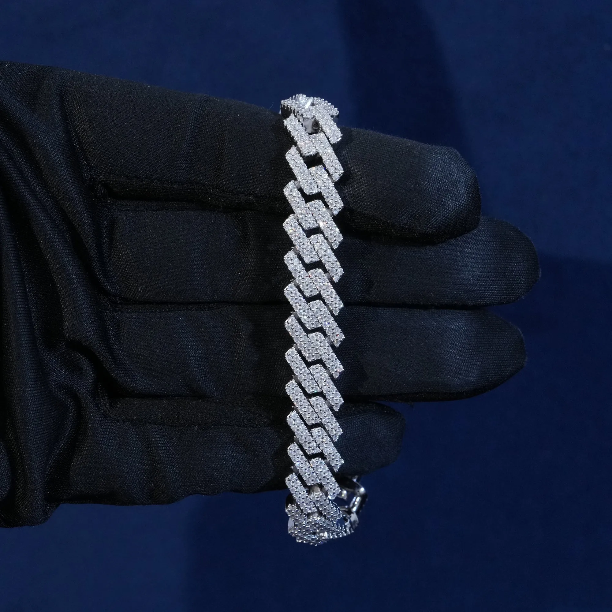 10mm Moissanite 2-Row Cuban Extended Clasp Bracelet sold by Ghetluxe product image thumbnail 2