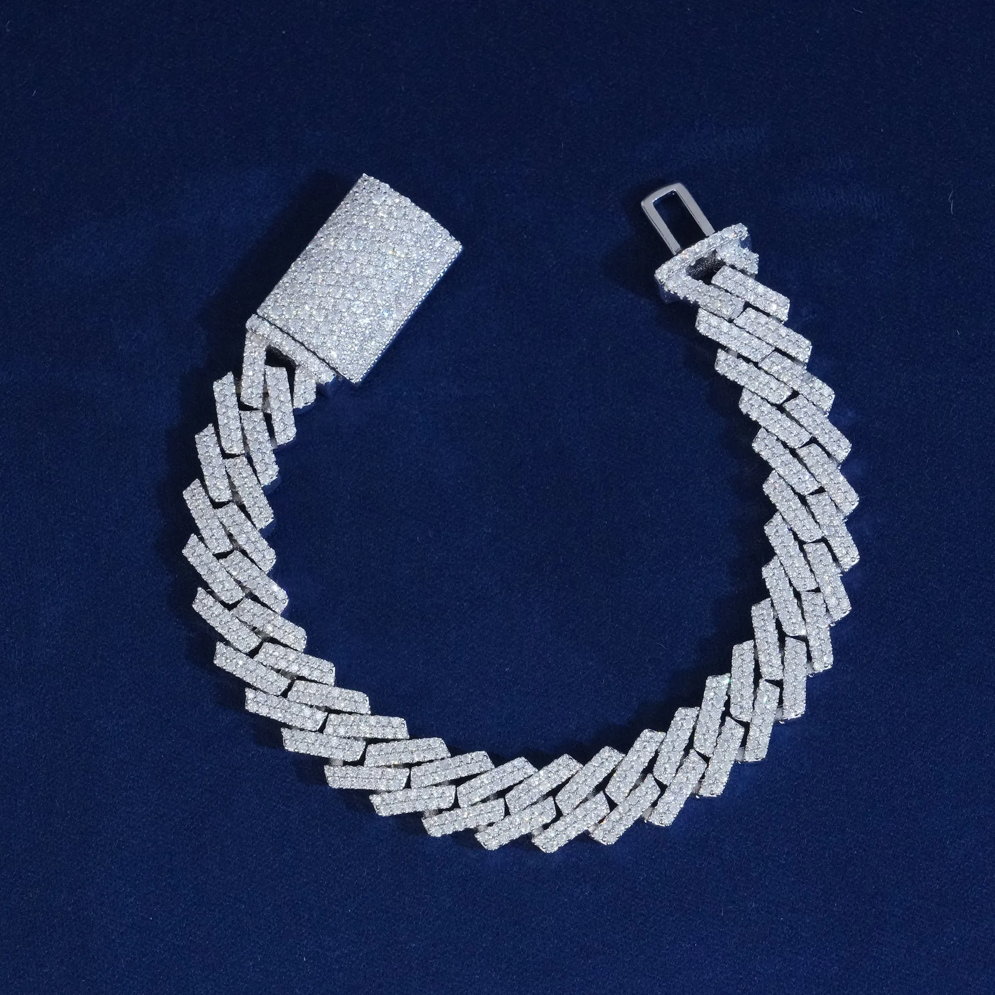 10mm Moissanite 2-Row Cuban Extended Clasp Bracelet sold by Ghetluxe
