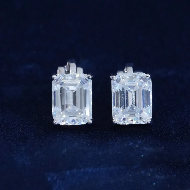 Moissanite 3CT Emerald Cut Earrings sold by Ghetluxe