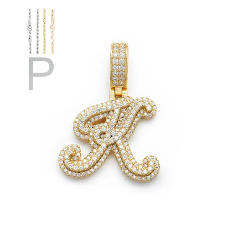 Diamond Script Initial Pendant sold by Ghetluxe