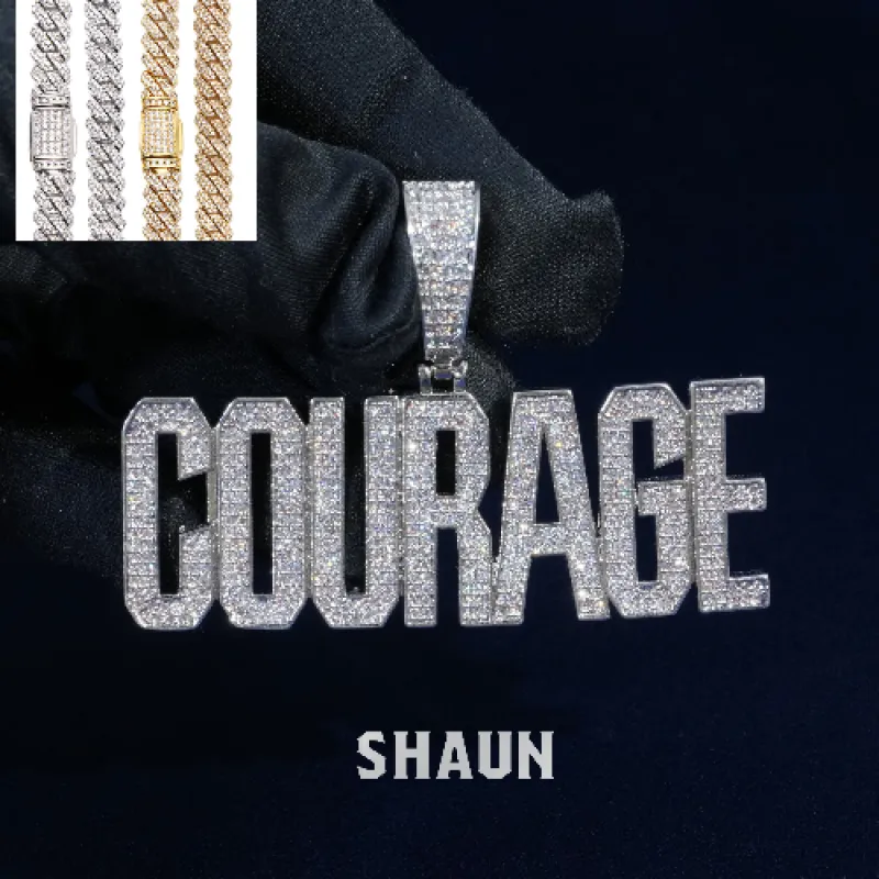 Diamond Courage Custom Name Pendant sold by Ghetluxe