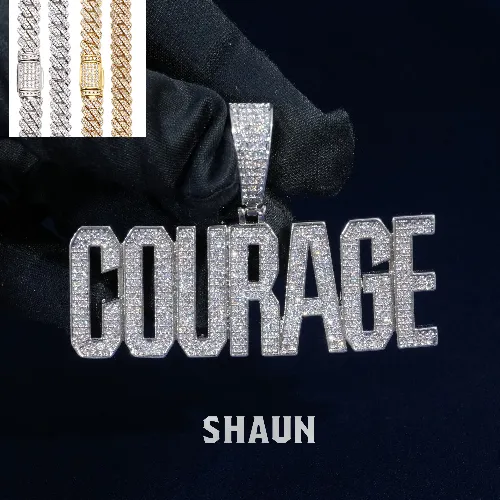 Diamond Courage Custom Name Pendant sold by Ghetluxe