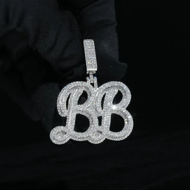 Moissanite S925 Script Custom Pendant sold by Ghetluxe