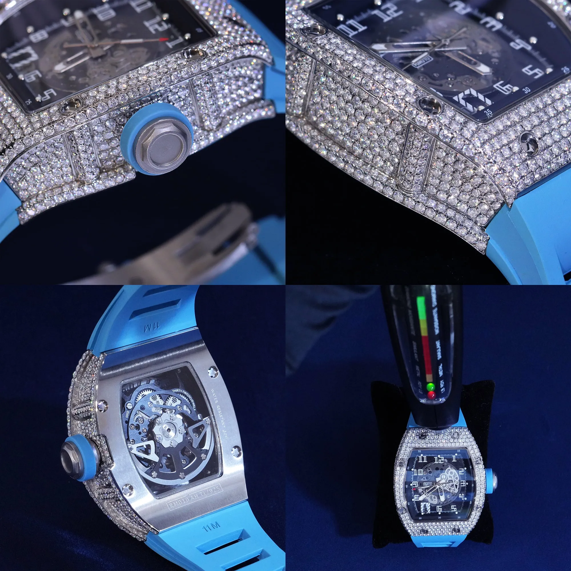 Moissanite Iced Blue Hand Watch sold by Ghetluxe product image thumbnail 3