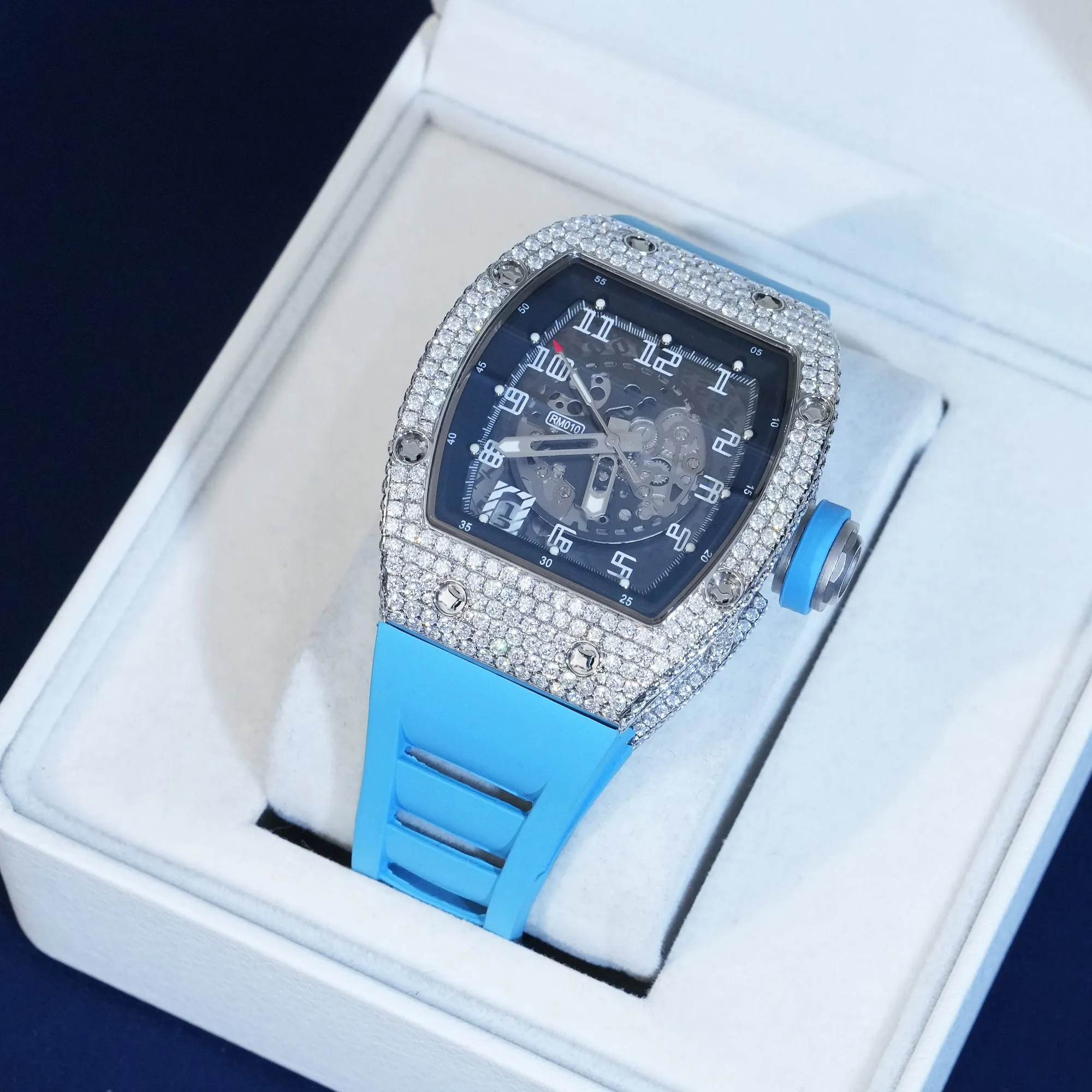 Moissanite Iced Blue Hand Watch sold by Ghetluxe product image thumbnail 2