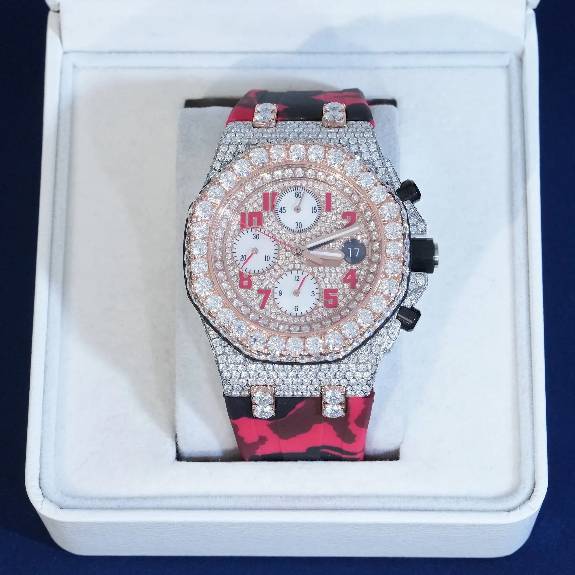 Moissanite Luxury Watch Leather Band sold by Ghetluxe